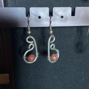 Sterling silver earrings tigers eye dangle